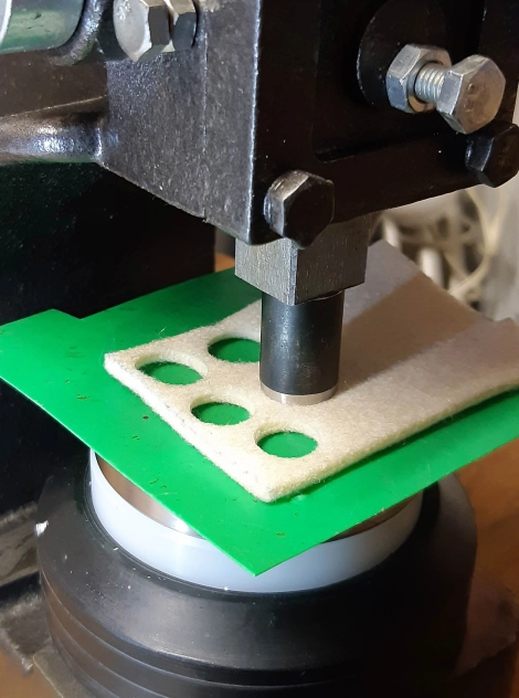 Punching the felt disk Punching the felt disk